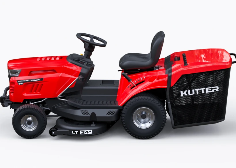 KUTTER LT-34R Lawn Tractor with ZONSEN XP380A 11.5HP engine and hydrostatic drive, displayed on a white background.