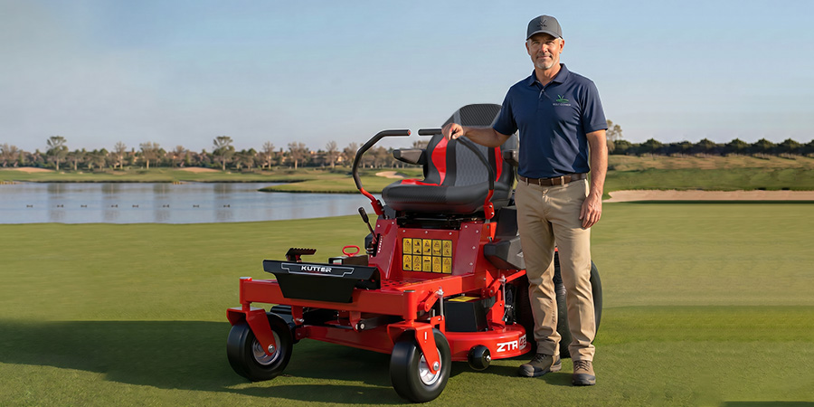 Golf course mowing scene