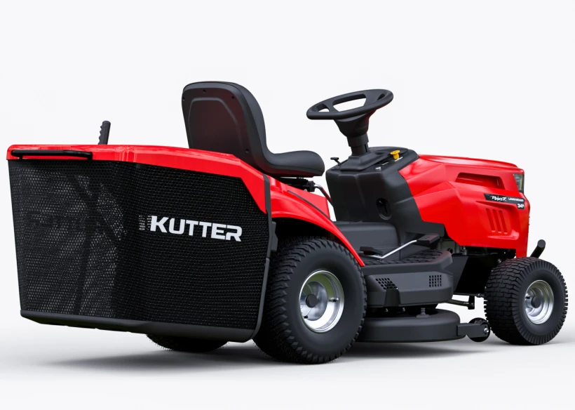 KUTTER LT-34R Promotion Model Riding Lawn Tractor with adjustable cutting height (30-80mm), shown against a white background.